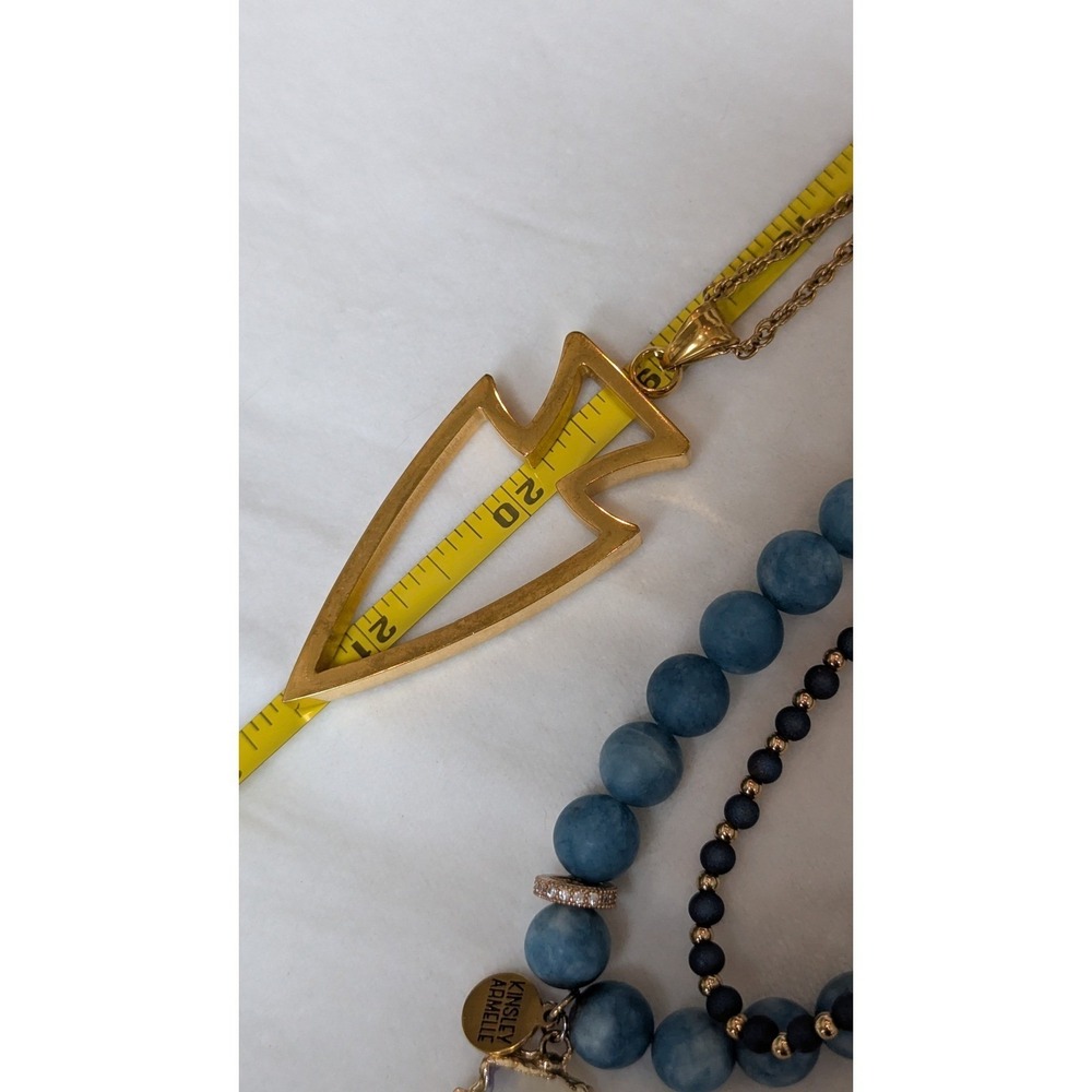 Kinsley Armelle Blue Apatite/Opal Arrowhead Bracelet and Gold Arrowhead Necklace - Picture 5 of 5